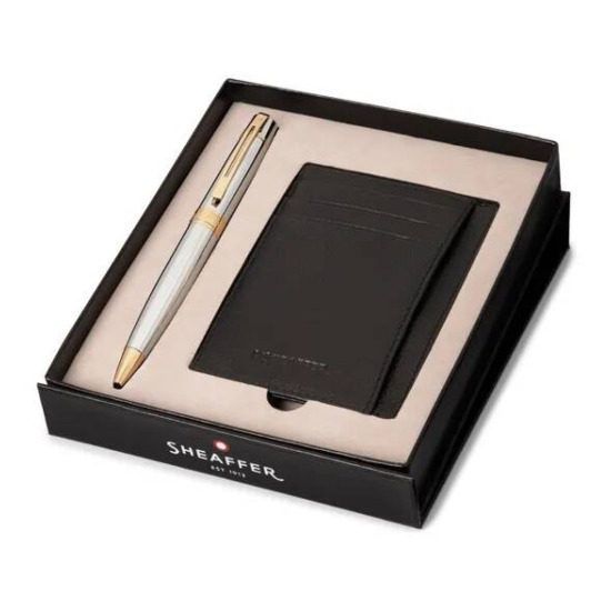 Zestaw prezentowy Długopis Sheaffer 300 Chromowany GT z etui na kart kredytowe